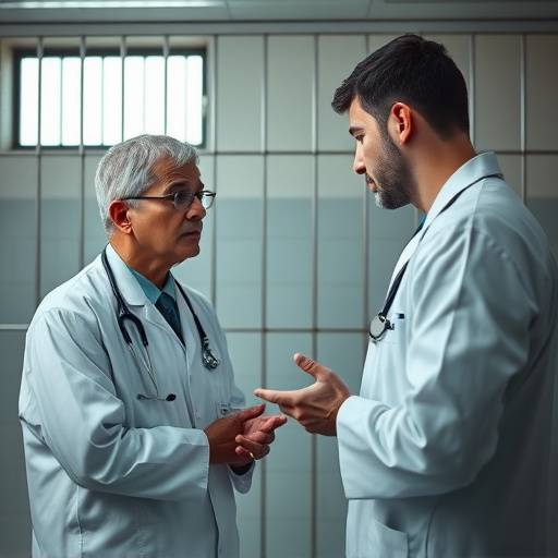 Un médico revisando a un paciente en la enfermería de la prisión